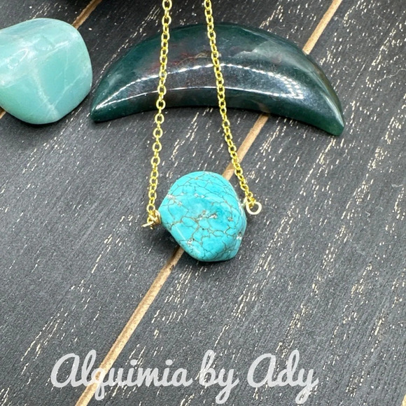 Chunky Turquoise nugget Vermeil gold 925 stamped statement necklace - Picture 1 of 1